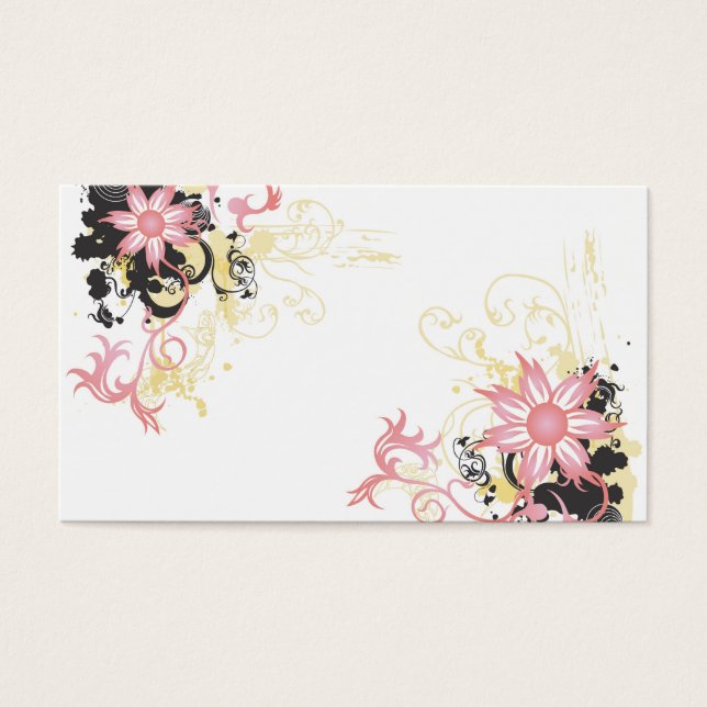 Tarjeta de perfil de flores rosadas (Frente)