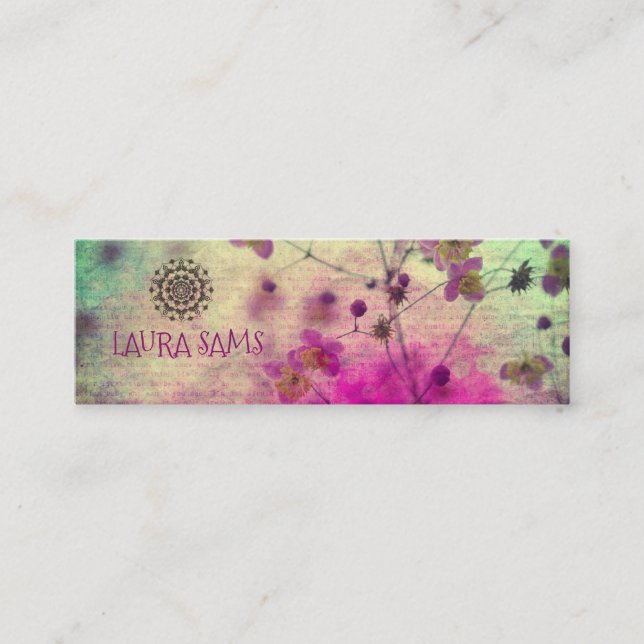 Tarjeta de perfil de flores silvestres de Mandala (Anverso)