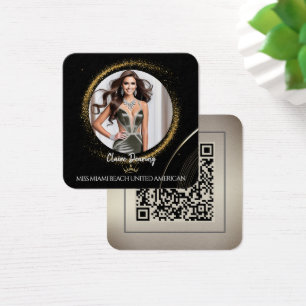 Tarjeta de Perfil de Foto con Código QR de Polvo d