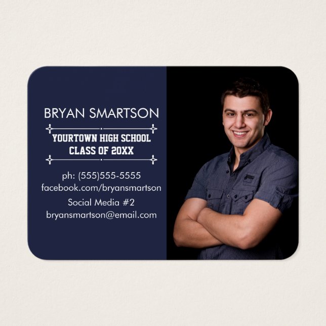 Tarjeta de perfil de foto de graduación azul de la (Frente)