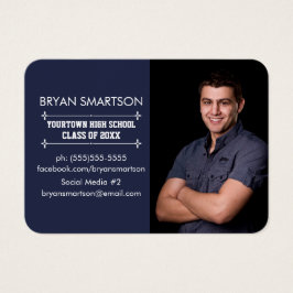 Tarjeta de perfil de foto de graduación azul marin