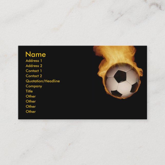 Tarjeta de perfil de globo de fútbol contra incend (Anverso)