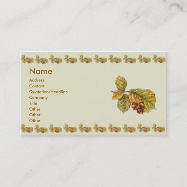 Tarjeta de perfil de hora de otoño (Anverso)