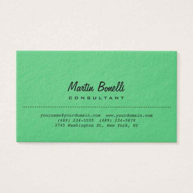 Tarjeta de perfil de la placa verde esmeralda prem (Frente)