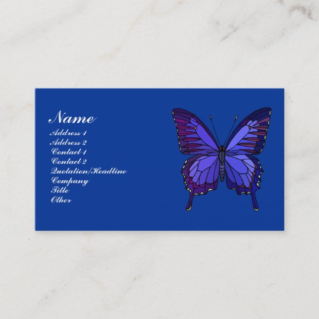 Tarjeta de perfil de mariposa azul (Anverso)