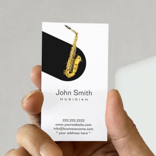 Tarjeta de perfil de músico saxofón de jazz modern (Subido por el creador)