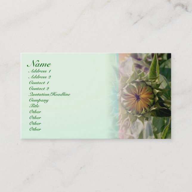 Tarjeta de perfil de naturaleza verde (Anverso)