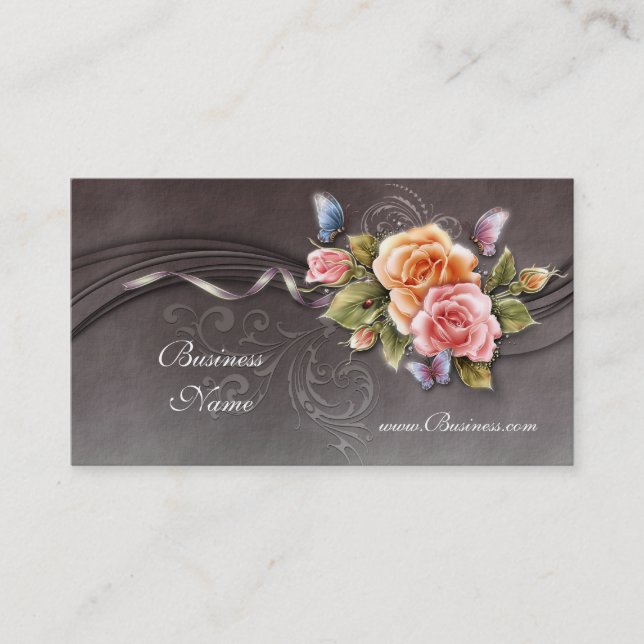 Tarjeta de perfil de negocios Rosas rosas rosadas  (Anverso)