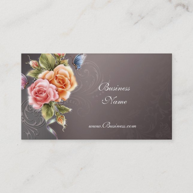Tarjeta de perfil de negocios Rosas rosas rosadas  (Anverso)