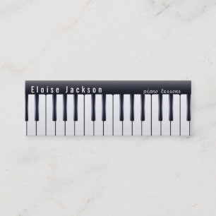 tarjeta de perfil de piano en blanco y negro