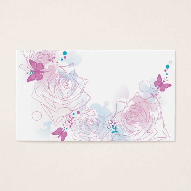 Tarjeta de perfil de rosas y mariposas (Frente)