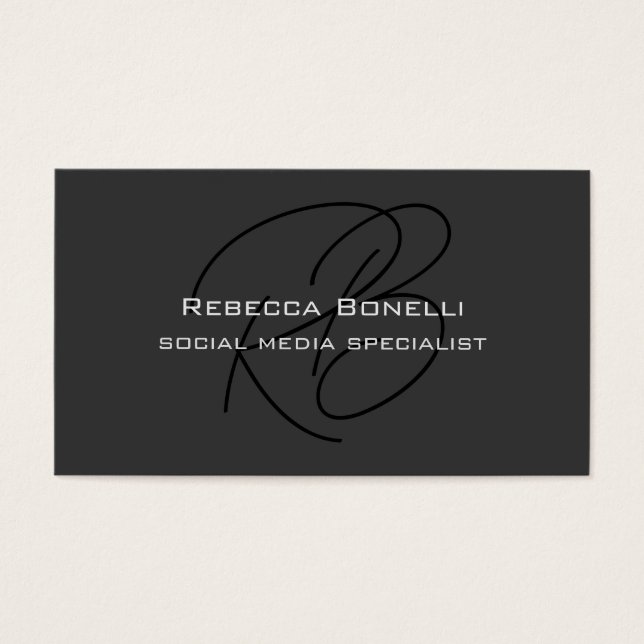 Tarjeta de perfil de seda monograma profesional de (Frente)