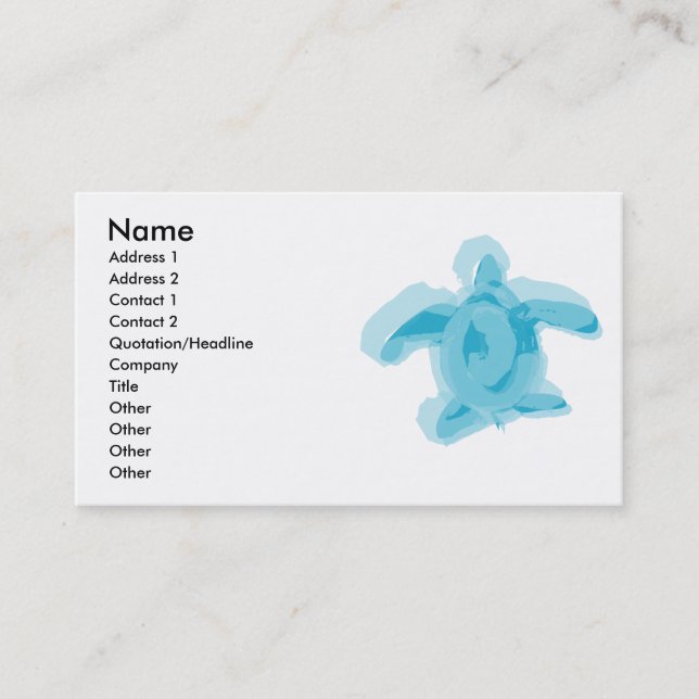 Tarjeta de perfil de tortuga acuarela (Anverso)