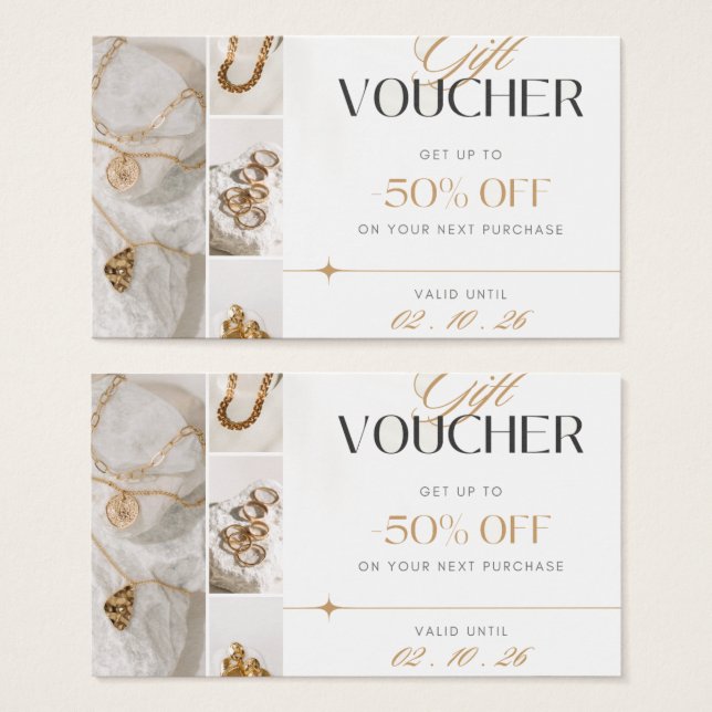Tarjeta de Perfil de Vale Regalo de Oro (Anverso y reverso)