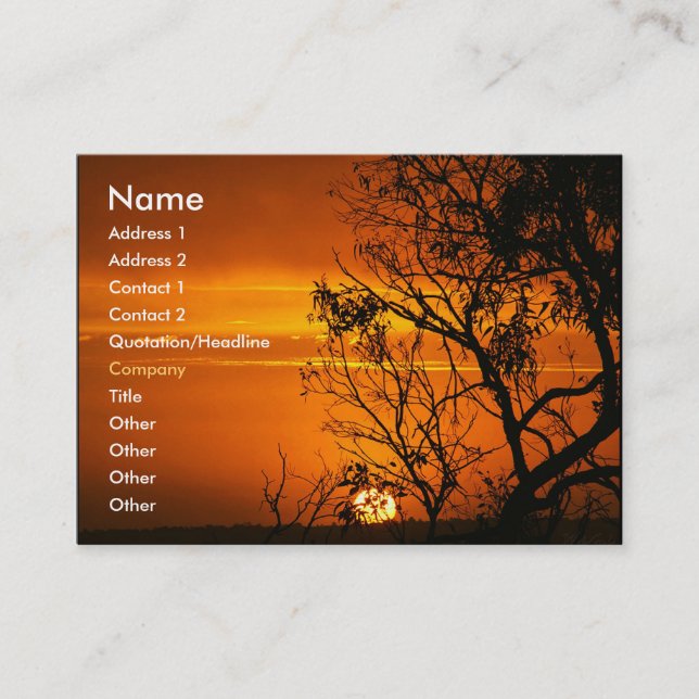 Tarjeta de perfil del atardecer naranja (Anverso)