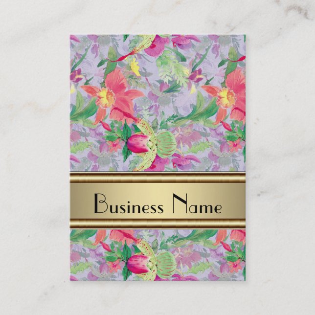 Tarjeta de perfil Floral de impresión vintage (Anverso)