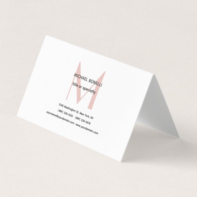 Tarjeta de perfil monogramada profesional Minimali (Anverso)