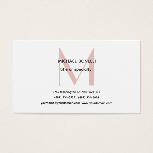 Tarjeta de perfil monogramada profesional Minimali (Frente)