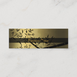 Tarjeta de Perfil Negocios Asiático Dorado Negro