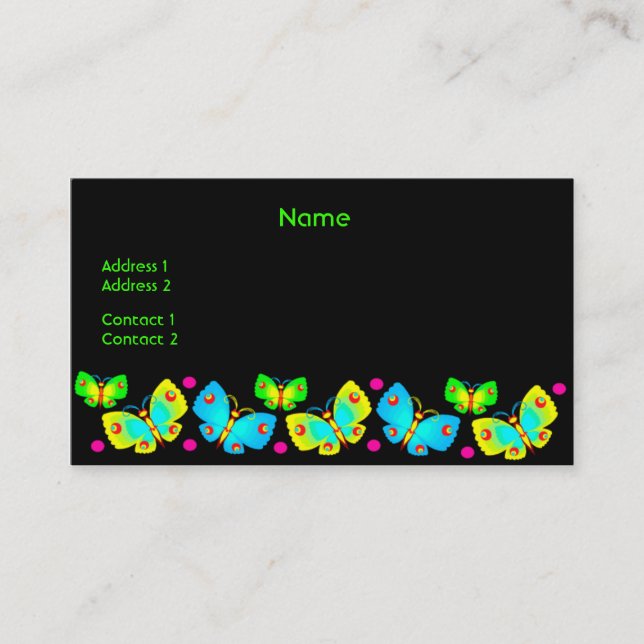Tarjeta de perfil Neon Butterflies (Anverso)