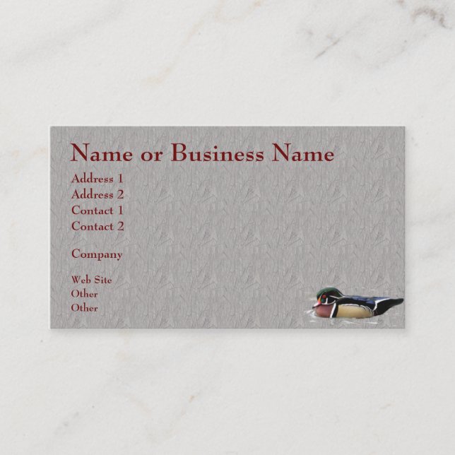 Tarjeta de perfil o de negocios de pato de madera  (Anverso)