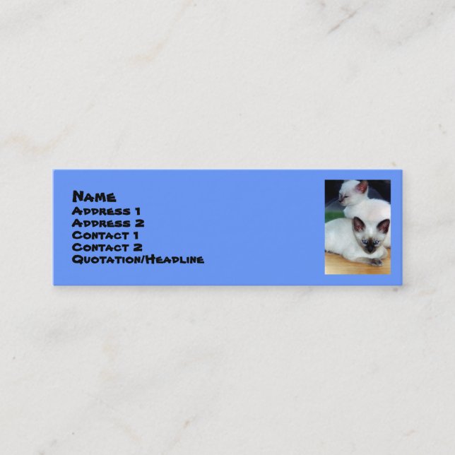 Tarjeta de perfil para gatitos siameses (Anverso)
