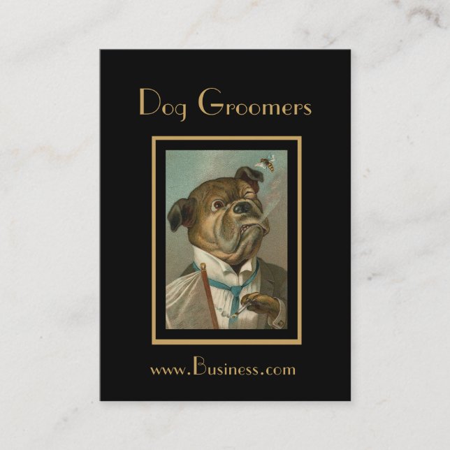 Tarjeta de perfil Perro vintage Groomers (Anverso)