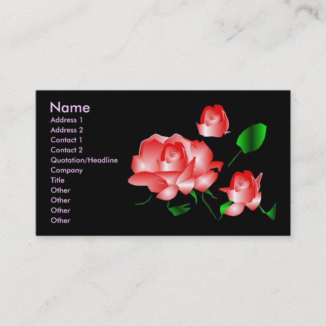 Tarjeta de perfil "Pink Rose Florist I" (Anverso)
