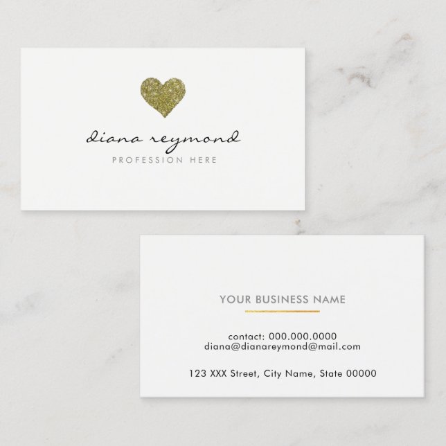 tarjeta de perfil profesional / corazón de oro fal (Anverso / Reverso)