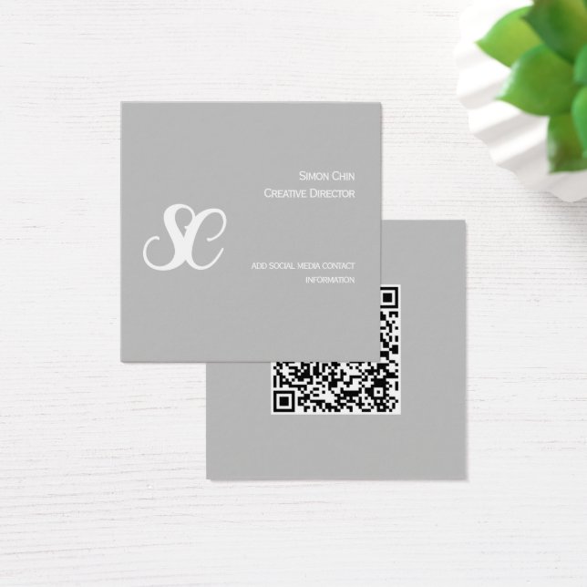 Tarjeta de perfil profesional Minimalista gris y b (Escritorio)
