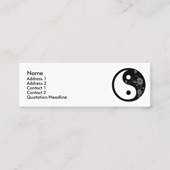 Tarjeta de perfil Yin Yang de Floral Negra (Anverso)