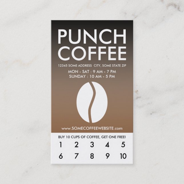 tarjeta de perforación de soplo de judías de café (Anverso)