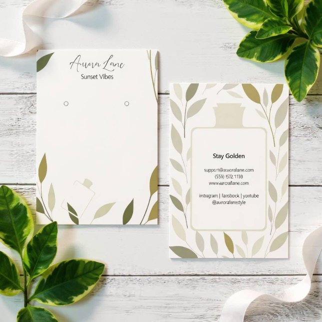 Tarjeta de Perfume de Impresión de Follaje Neutral (Perfume Foliage Print)
