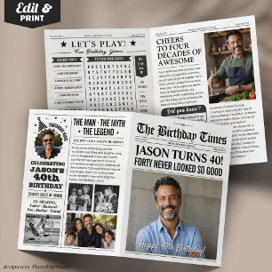 Tarjeta de periódico de cumpleaños personalizada c