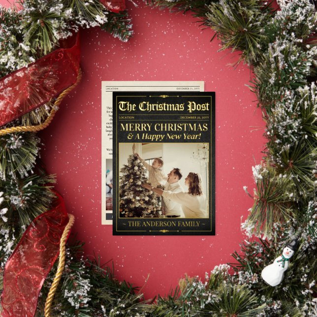 Tarjeta de periódico de Navidad de lujo, oro de Na (in situ)
