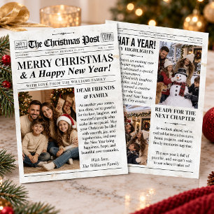 Tarjeta de periódico de Navidad personalizada, fot