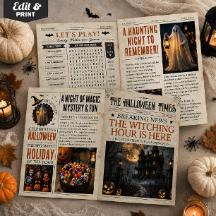 Tarjeta de periódico personalizada de Halloween, d