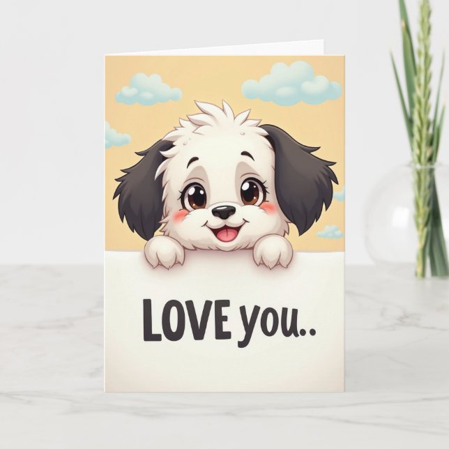 Tarjeta de Perrito Adorable Te Amo (Anverso)