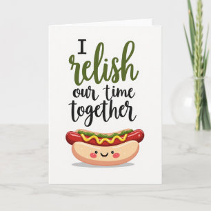 Tarjeta de perrito caliente 'Disfruto nuestro amor