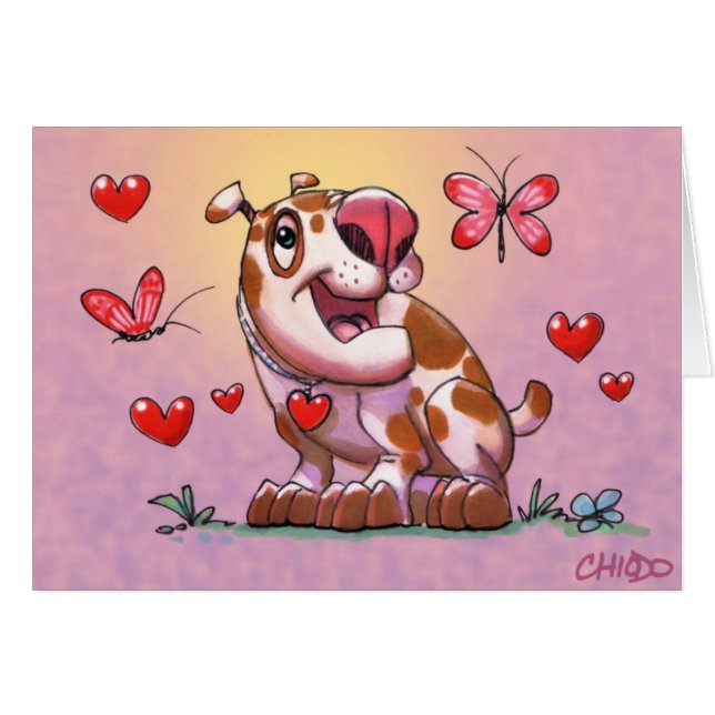 Tarjeta de Perro Adorable (Anverso (Horizontal))