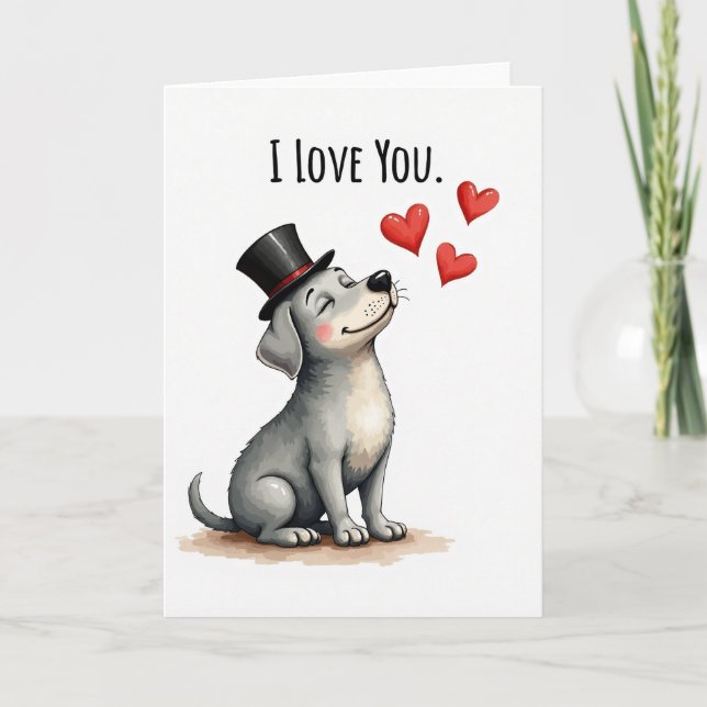 Tarjeta de Perro Adorable Te Quiero (Anverso)