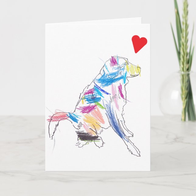 Tarjeta de Perro Arcoíris ¡Feliz Día de San Valent (Anverso)