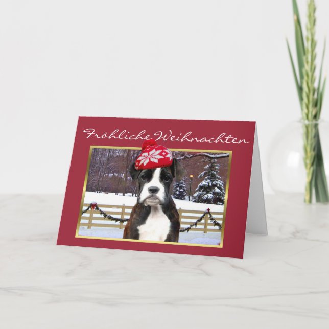 Tarjeta de perro Boxer para Navidades Fröhliche We (Anverso)