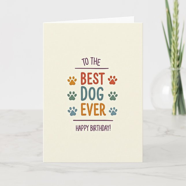 Tarjeta de perro con huella de pata colorida (Anverso)