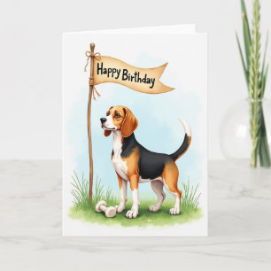 Tarjeta de perro con orejas caídas festivas