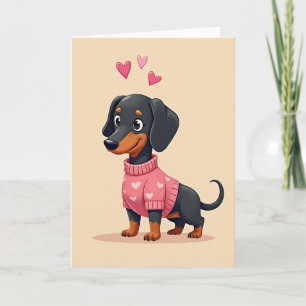 Tarjeta de perro Corazones de amor Dachshund