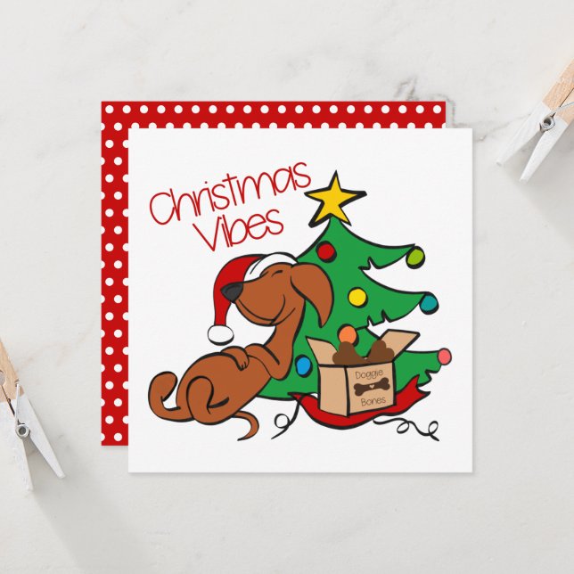 Tarjeta de perro Dachshund con ambiente navideño (Anverso/Reverso In Situ)