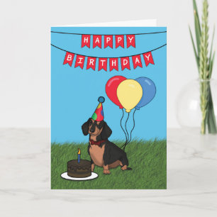 Tarjeta de perro Dachshund de cumpleaños feliz