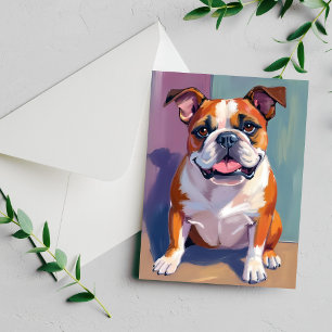 Tarjeta de perro de acuarela caprichosa Pintura de