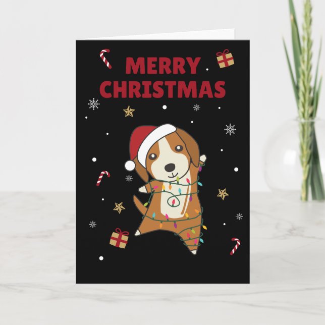 Tarjeta de perro de animales de invierno de Navida (Anverso)